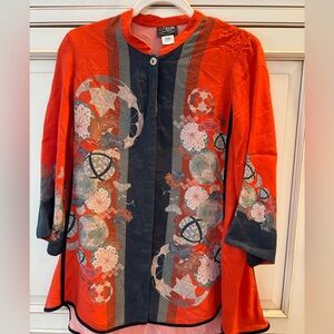 Elegant Floral Orange and Black Blouse